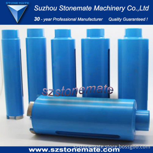Long diamond core drill bits for stone